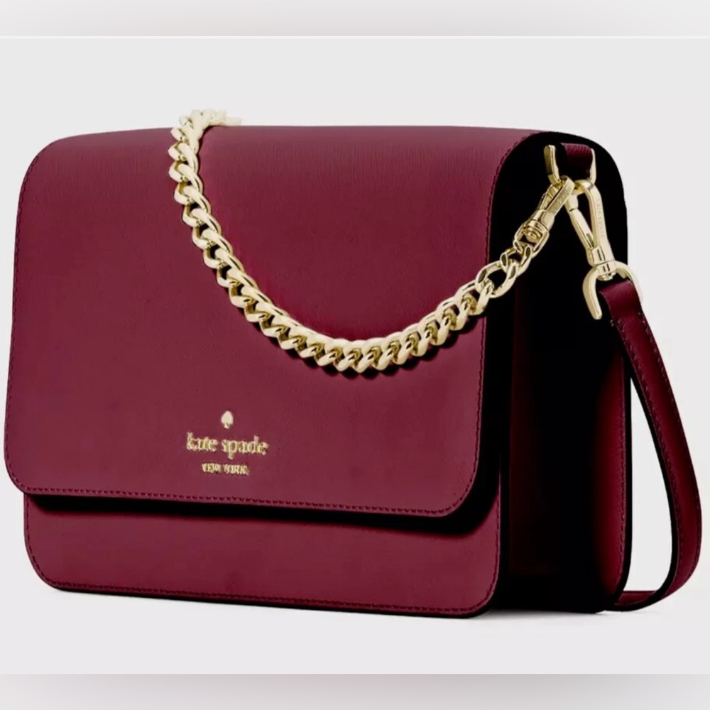 NWT Kate Spade Madison Flap Crossbody Bag Purple Leather Chain Purse KC430